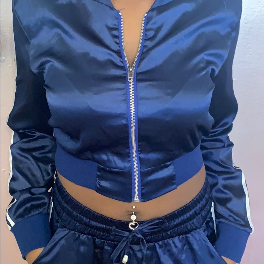 Cropped zip up hood + matching pants